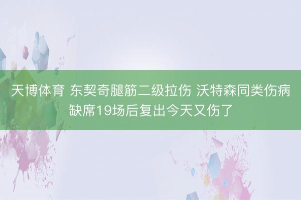 天博体育 东契奇腿筋二级拉伤 沃特森同类伤病缺席19场后复出今天又伤了