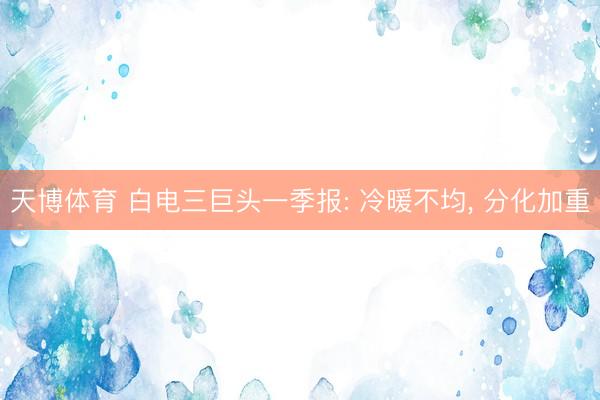 天博体育 白电三巨头一季报: 冷暖不均, 分化加重